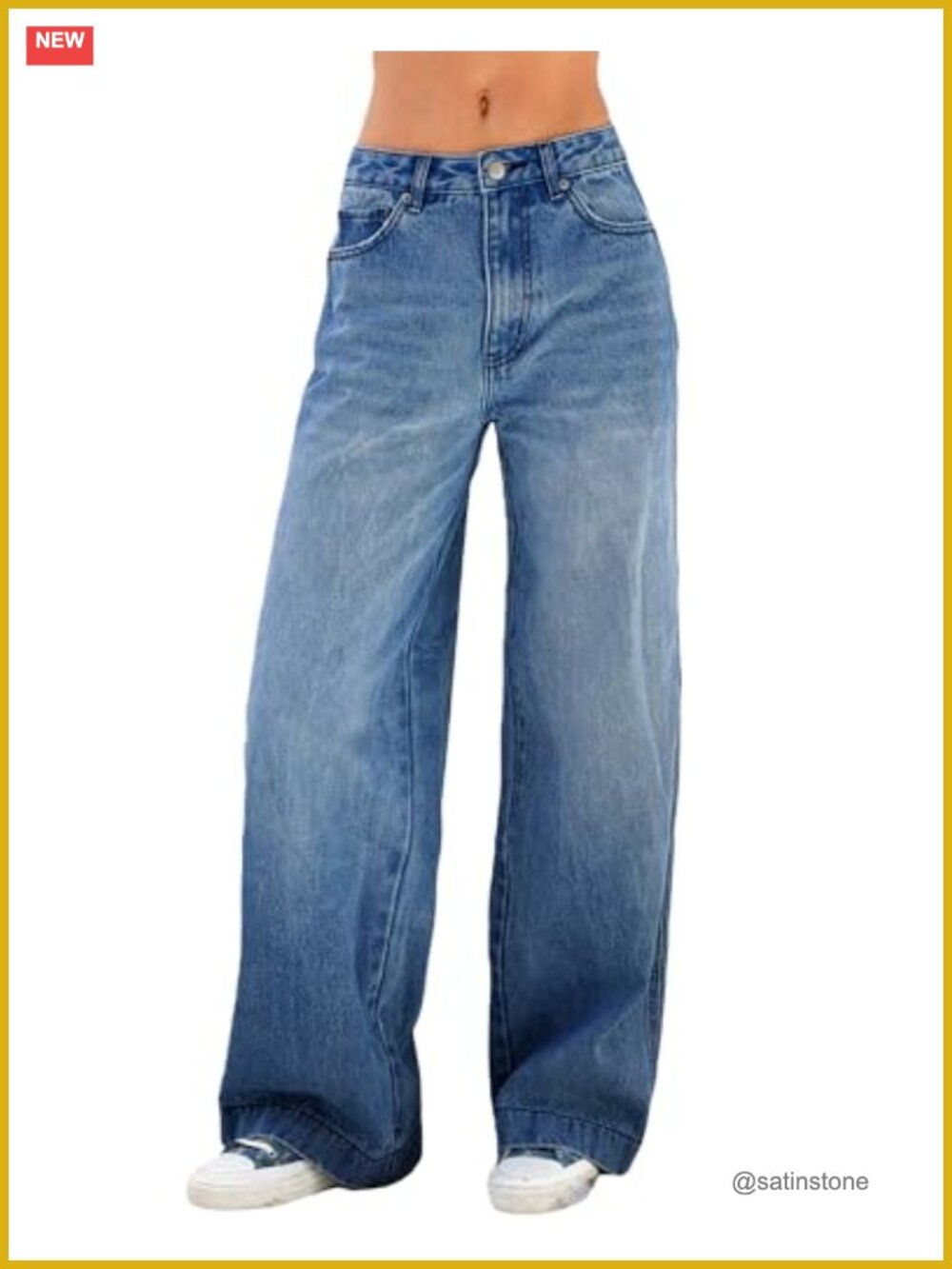 High Waisted Straight Wide Leg Jeans Stretchy Baggy Denim Pants Y2K Streetwear